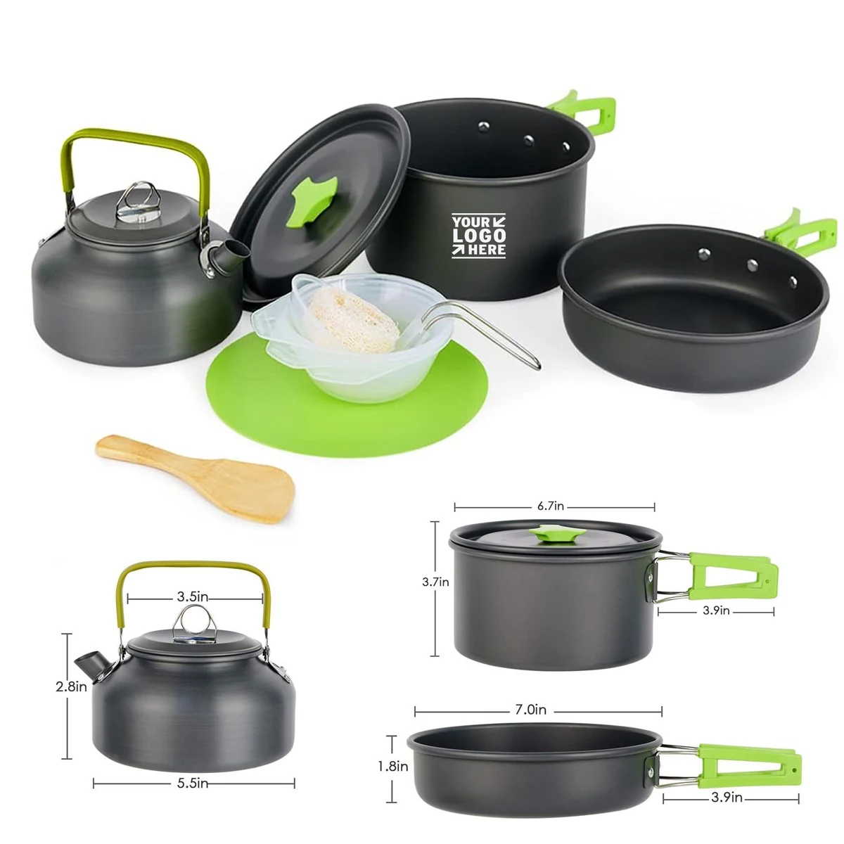 Camping Hiking Picnic Portable Mess Kit Backpacking Gear Non-Stick Camping Cooking Set 1