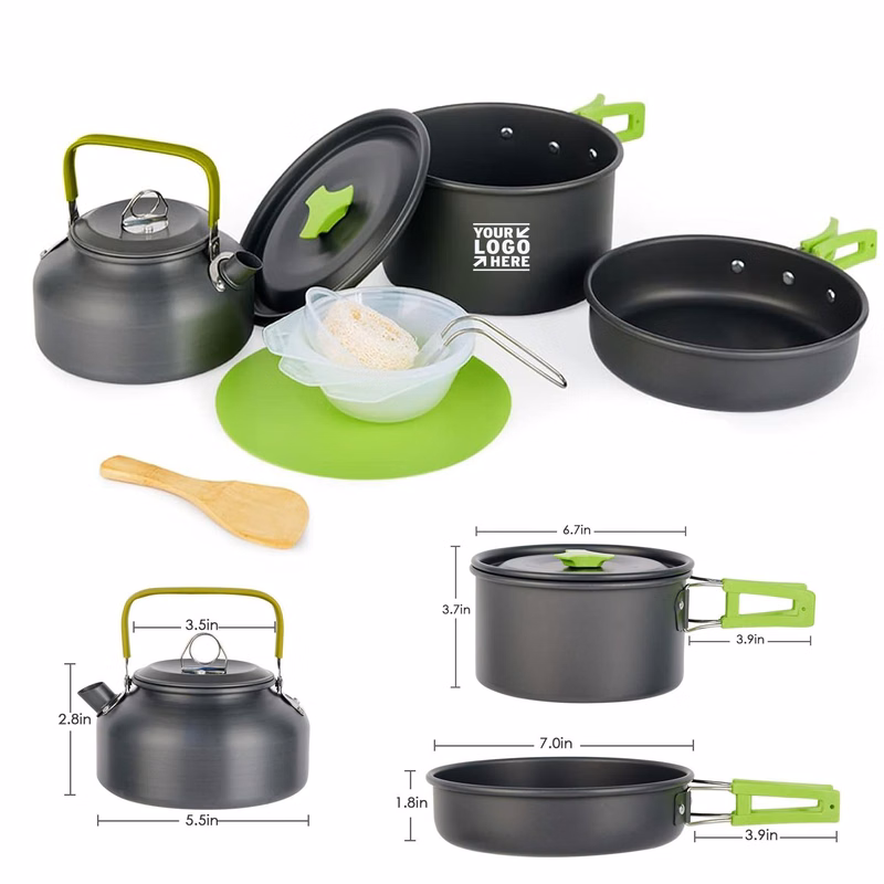 Camping Hiking Picnic Portable Mess Kit Backpacking Gear Non-Stick Camping Cooking Set
