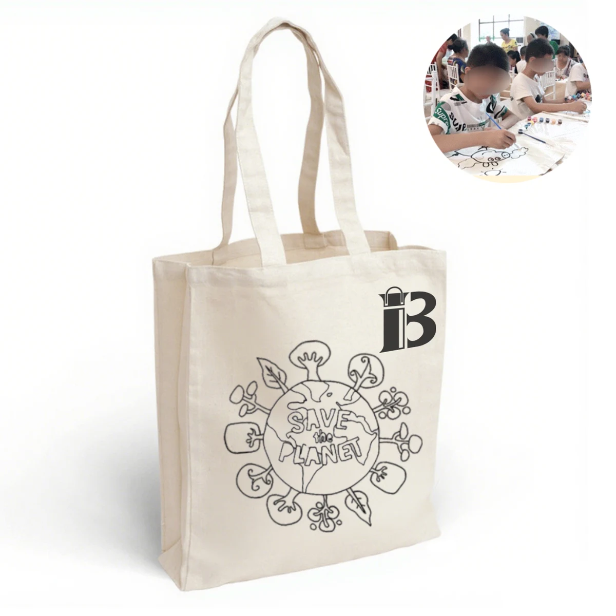 Waterproof Colors DIY Graffiti Kids Canvas Tote Bag 1