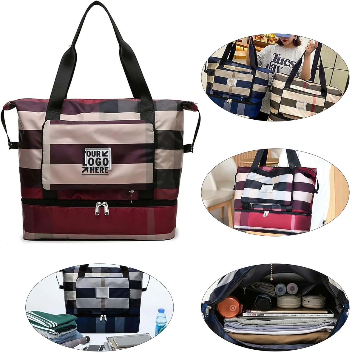 Dry Wet Separation Lightweight Waterproof Foldable Travel Duffel Bag 1
