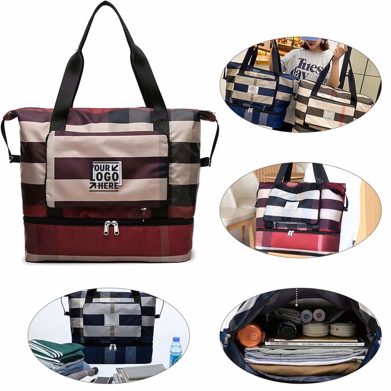Dry Wet Separation Lightweight Waterproof Foldable Travel Duffel Bag