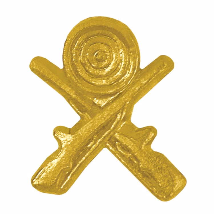 Crossed Rifles Bright Gold Chenille Lapel Pin