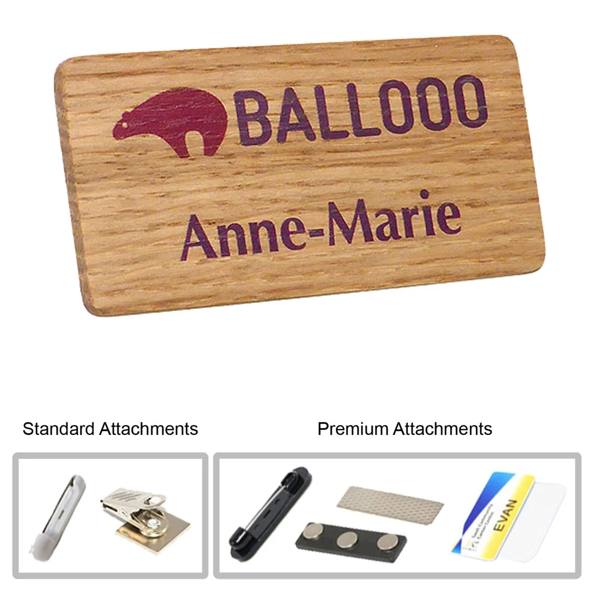 1.25 inch x 3 inch Engraved Wood Name Badge 1