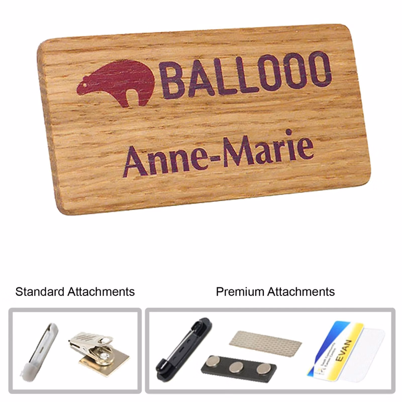 1.25 inch x 3 inch Engraved Wood Name Badge