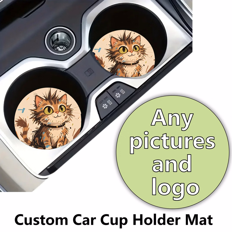 Custom Non-Slip Car Cup Mats & Gift Set