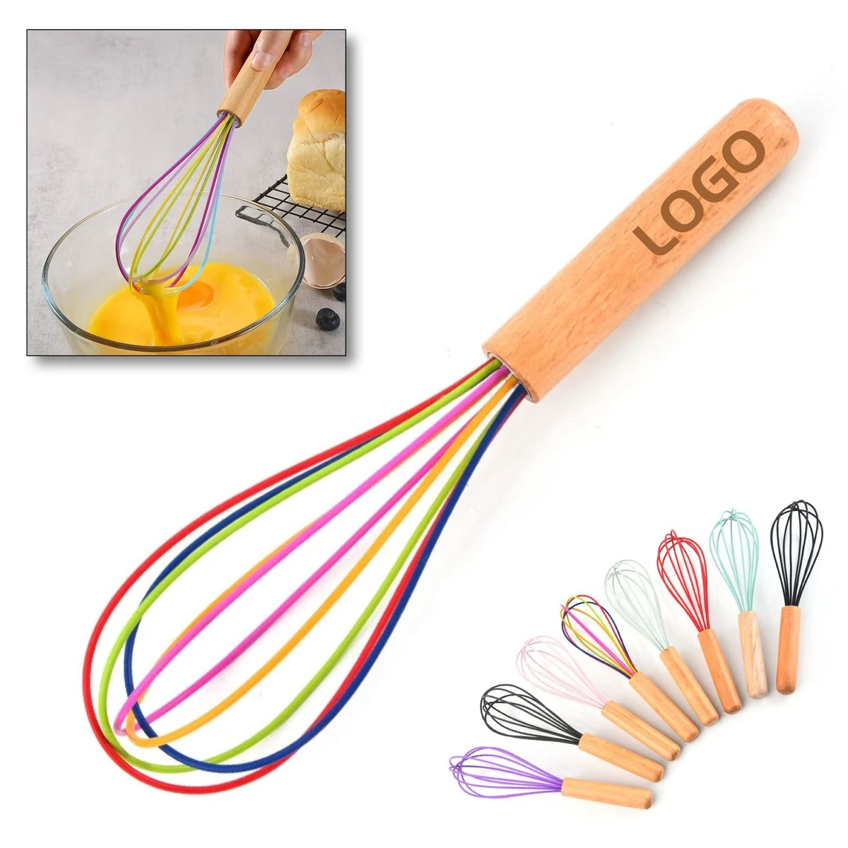 Silicone Balloon Whisk with Natural Beechwood Handle 1