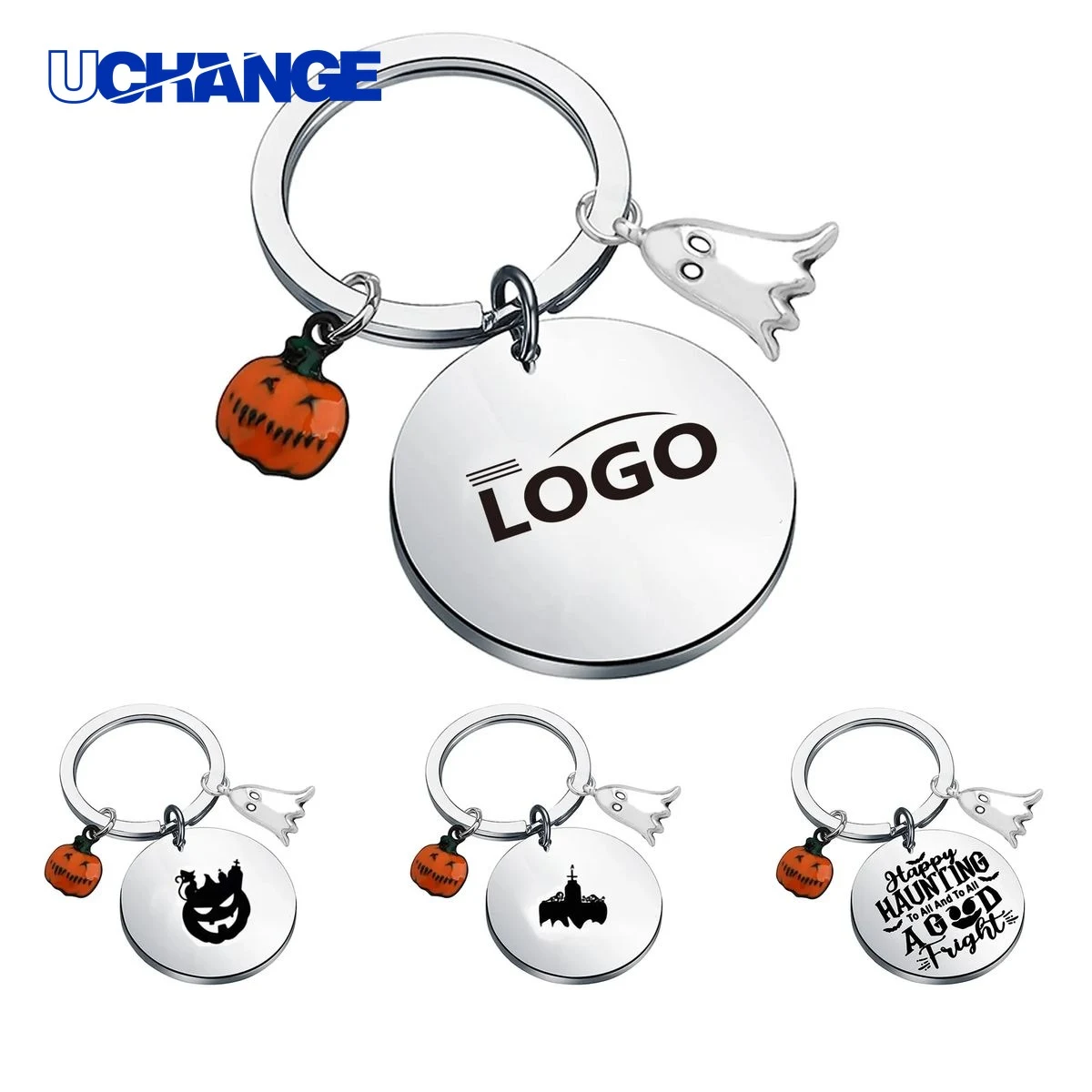 Pumpkin and Ghost Holiday Keychain 1
