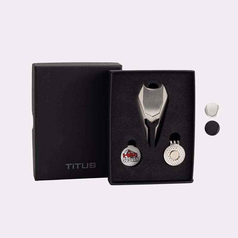 TiTUS® Metal Golf Tool Set - Divot Tool, Ball Marker & Cap Clip