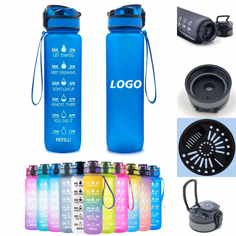 Custom 34 oz Tritan Material Water Bottle with Time Marker