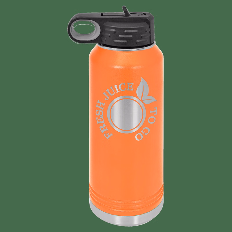 32 oz. Orange Powder Coated Laser Engraved Polar Camel Water Bottles