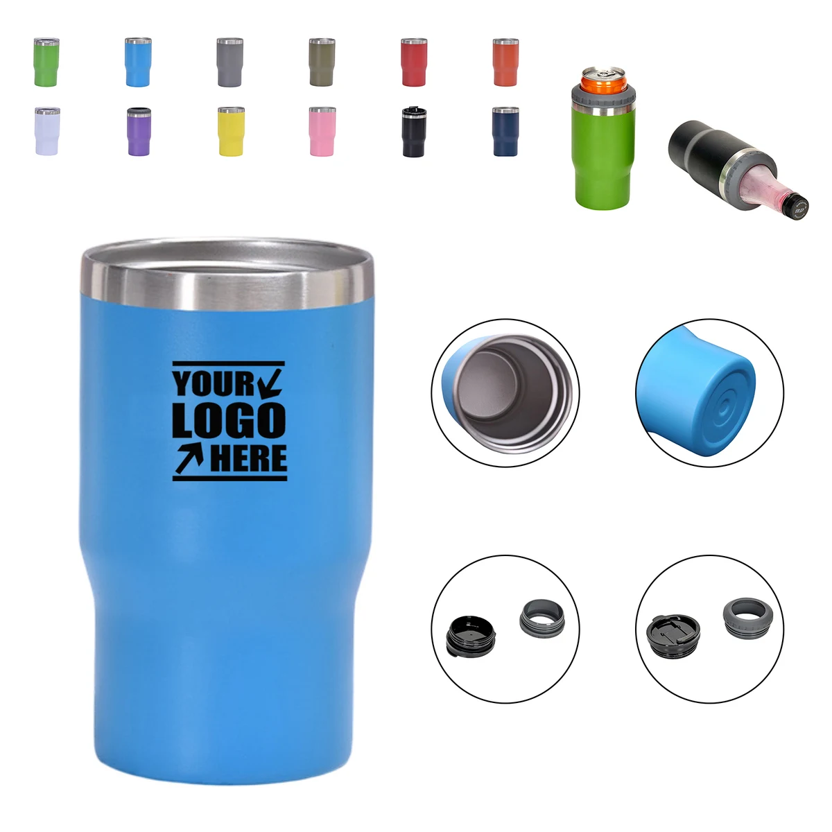 4 In 1 Stainless Steel Can Cooler, custom koozie with logo imprint 1