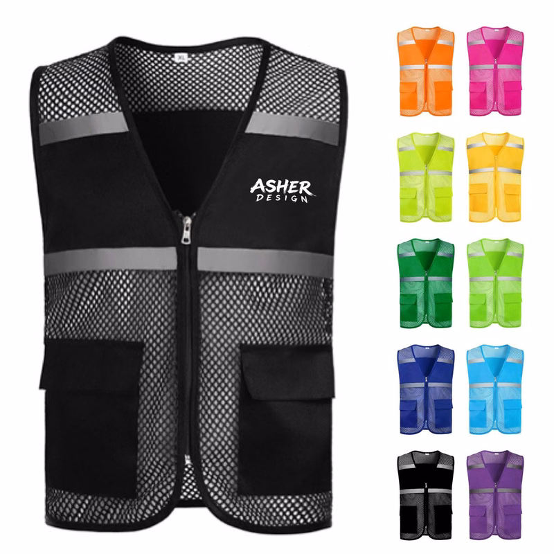 Breathable Reflective Safety Vest with 2 Pockets