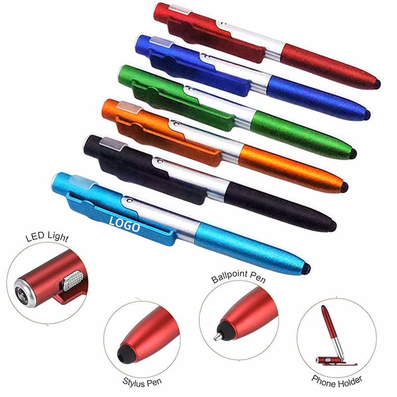 MOQ 3-in-1 Stylus Pen: LED Light, Ballpoint & Phone Holder
