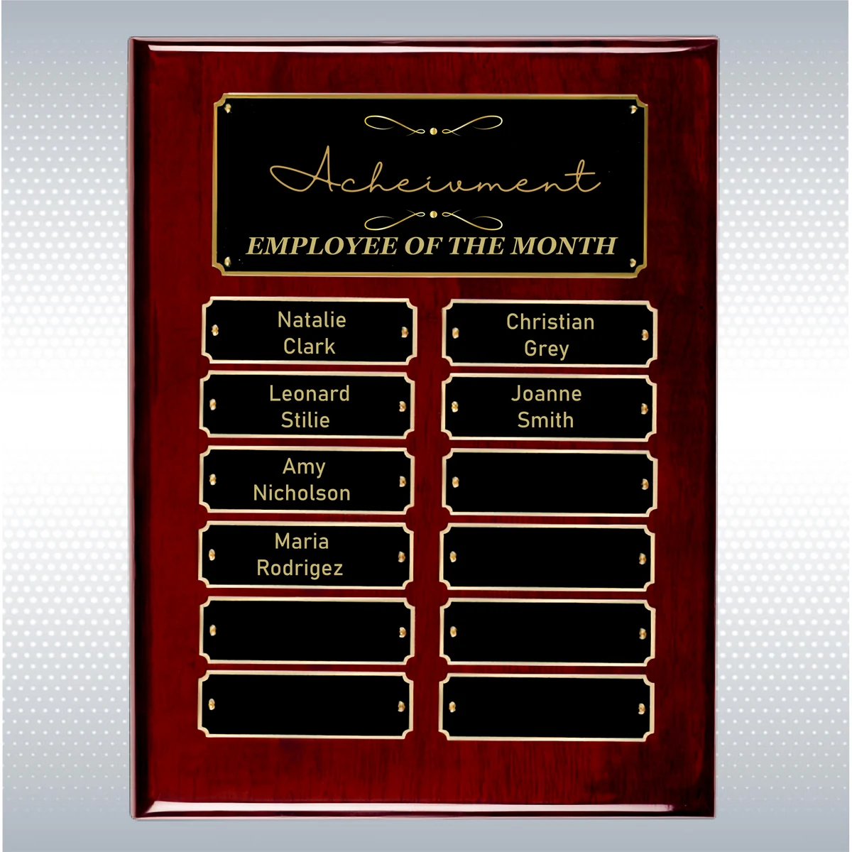Rosewood Piano Finish 12 Plate Perpetual Plaque (9"x12") 1