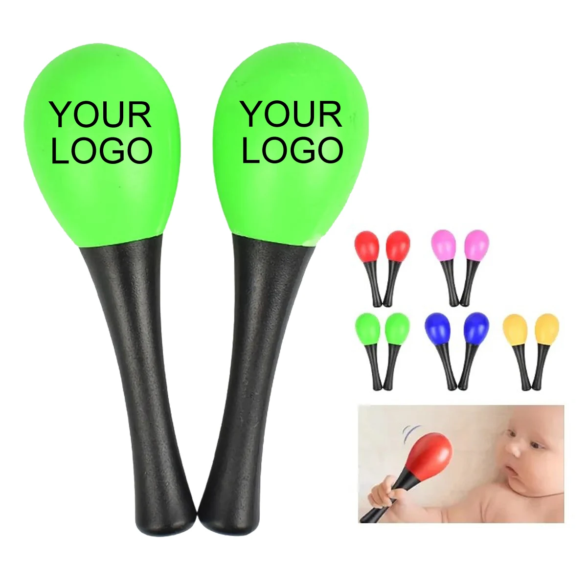 Plastic Maraca 1.5" x 4.93" with Black Handle, Ideal for Events 1