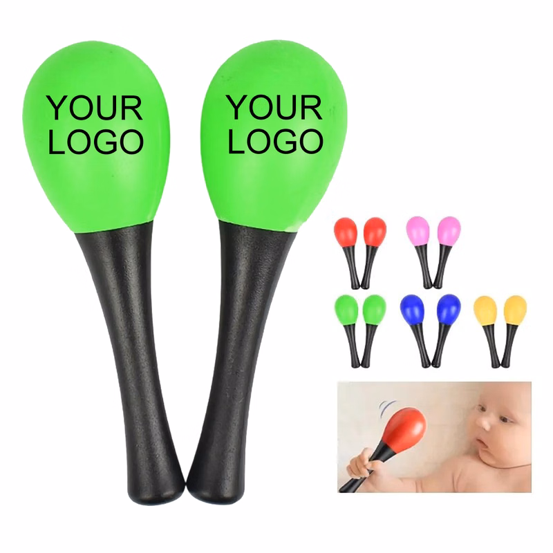 Plastic Maraca 1.5" x 4.93" with Black Handle, Ideal for Events