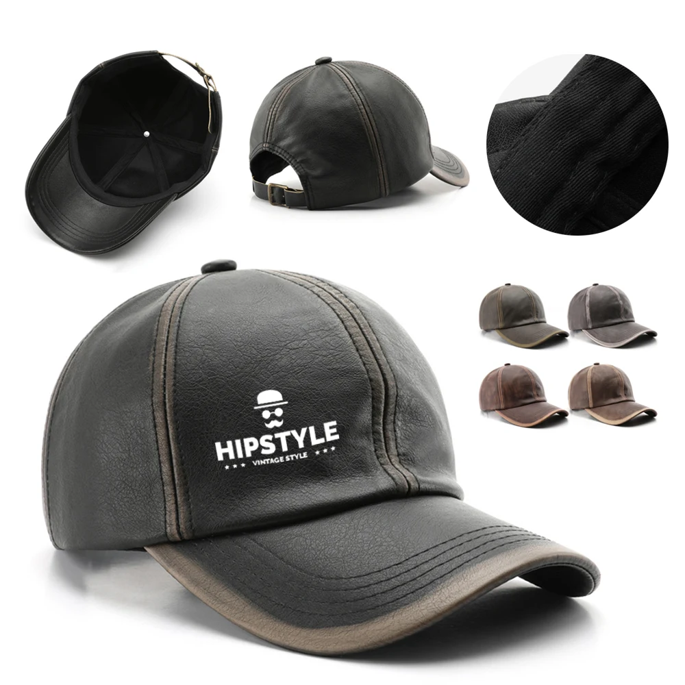Vintage Washed Leather Adjustable Baseball Cap 1