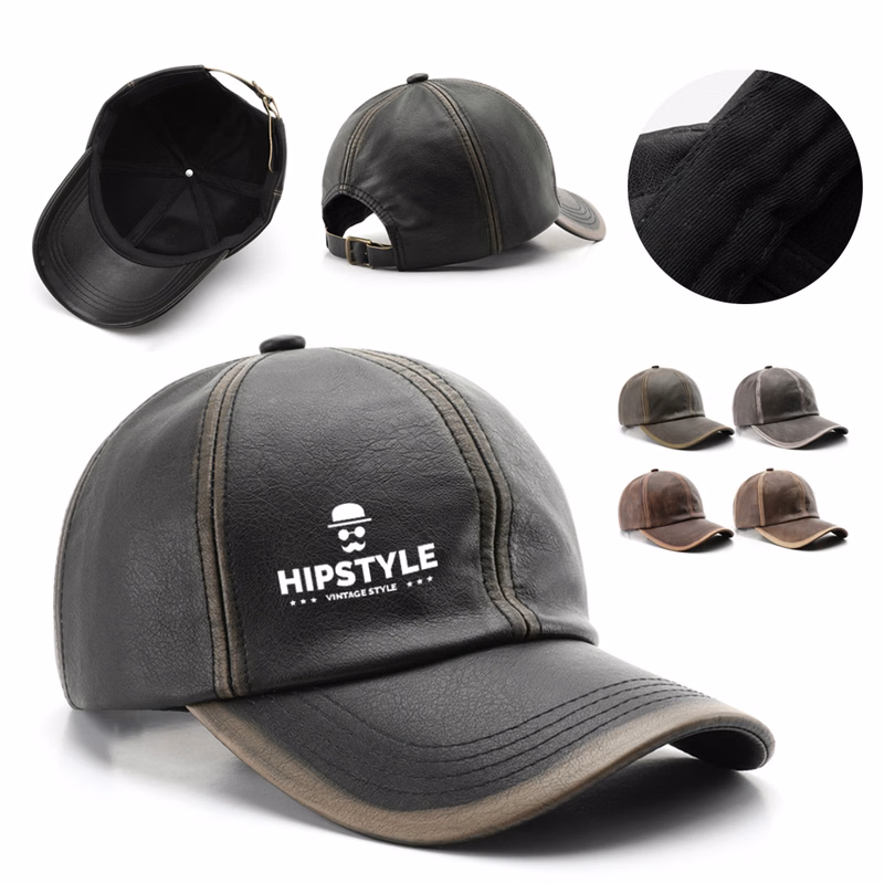 Vintage Washed Leather Adjustable Baseball Cap