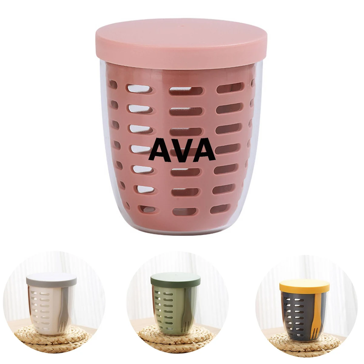 Drainable Fruit Cup with Fork 1