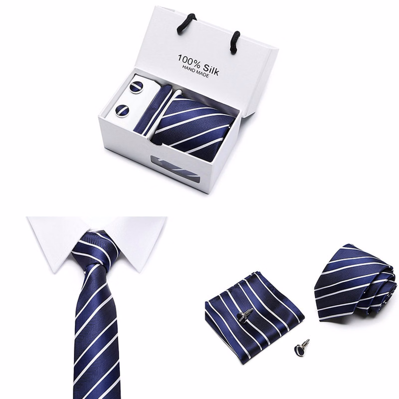 Men's Neck Tie and Cuff Links Set w/Handkerchief