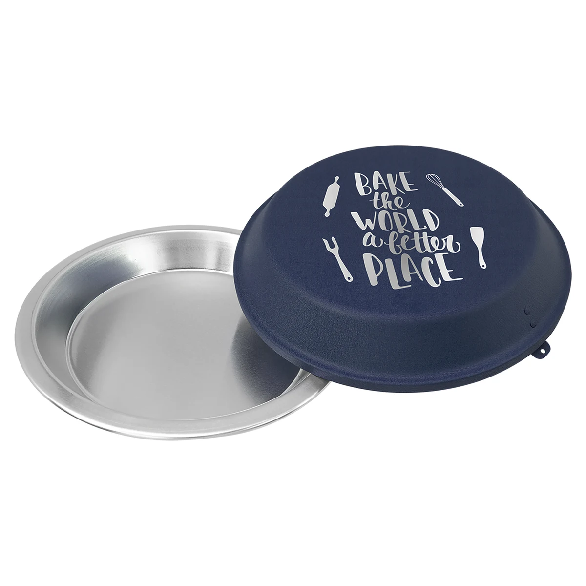 9" Aluminum Pie Pan with Navy Blue Lid 1