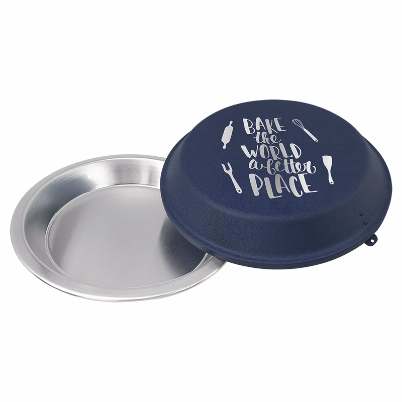 9" Aluminum Pie Pan with Navy Blue Lid