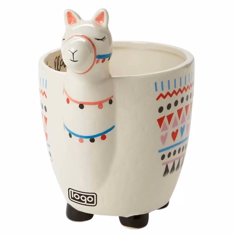 10oz Handmade Llama Ceramic Mug w/ Handle