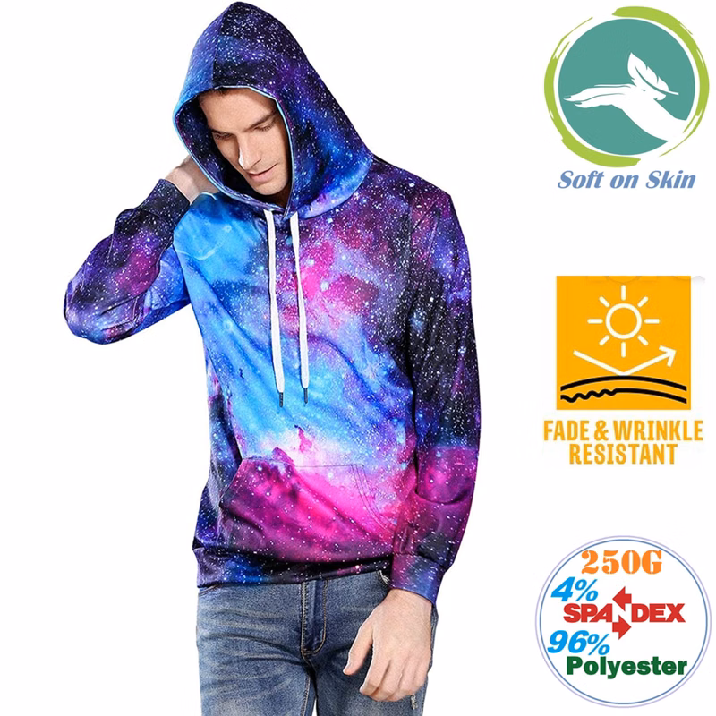 250G Fleece Men's Pullover Hoodies w/ 2 Pockets, Creaseproof