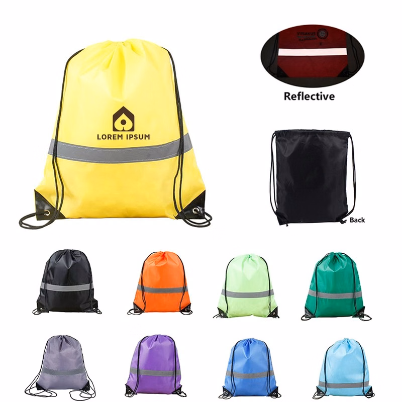 Drawstring Cinch Backpack With Reflector