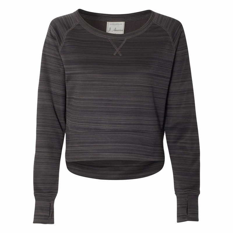 Women's Odyssey Striped Performance Fleece Hi-Low Crewneck Sweatshirt - 8663