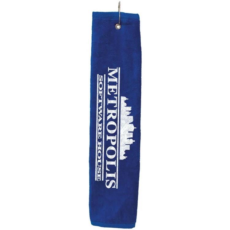 Tri-Fold Golf Towel w/ Silver Grommet Ring 1