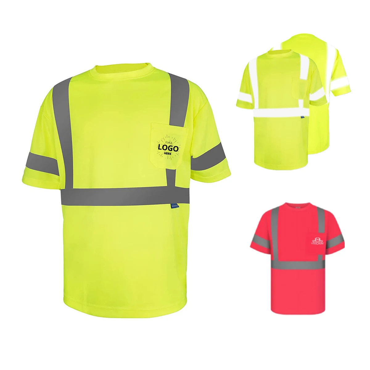 Reflective Strip Short Sleeves T-Shirt With Pocket 1