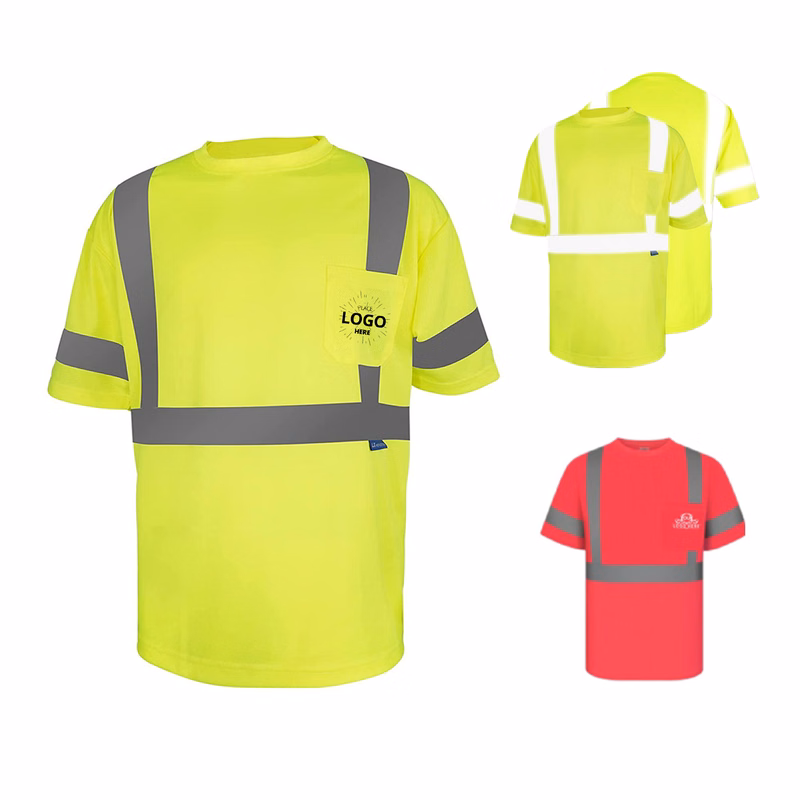 Reflective Strip Short Sleeves T-Shirt With Pocket