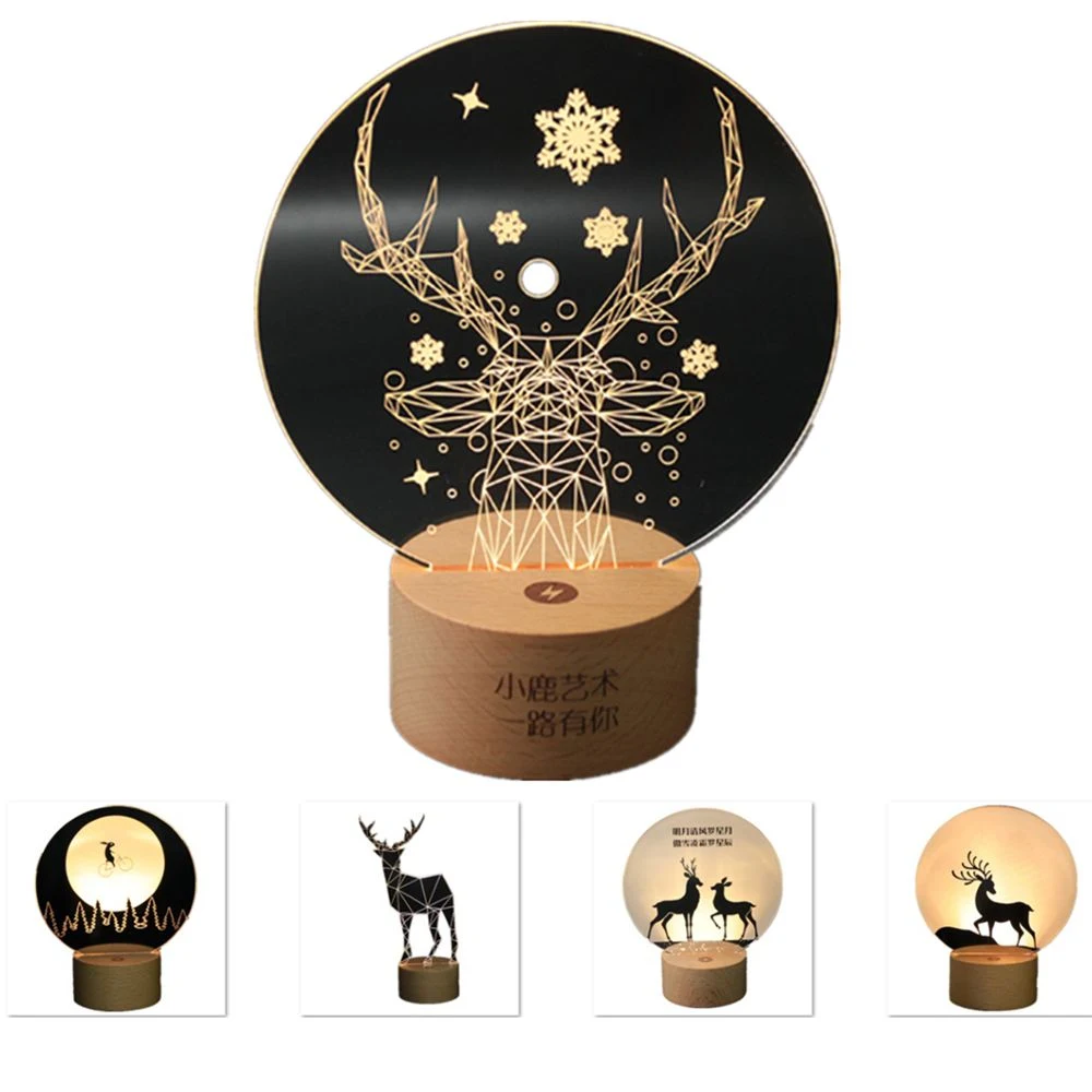 Elk Pattern Creative 3D Acrylic Night Light 1