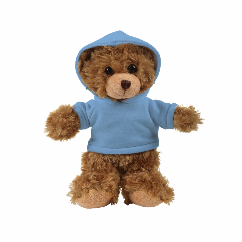 soft plush Mocha Curly Sitting Bear  with hoodie