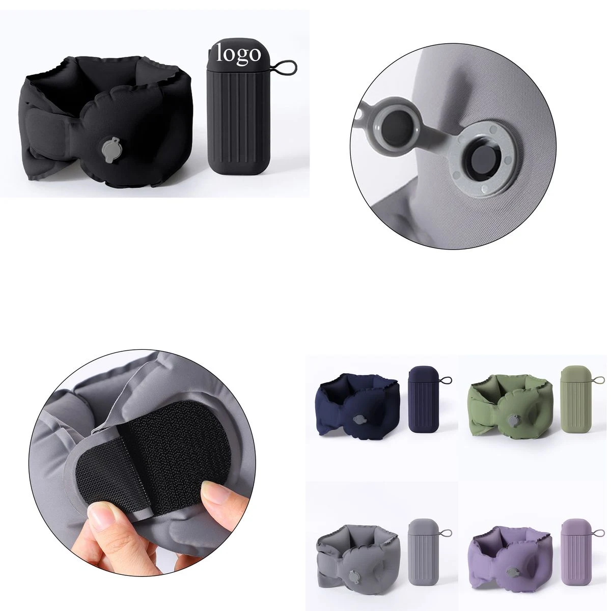 Portable Press Inflate Travel Neck Pillow Set 1