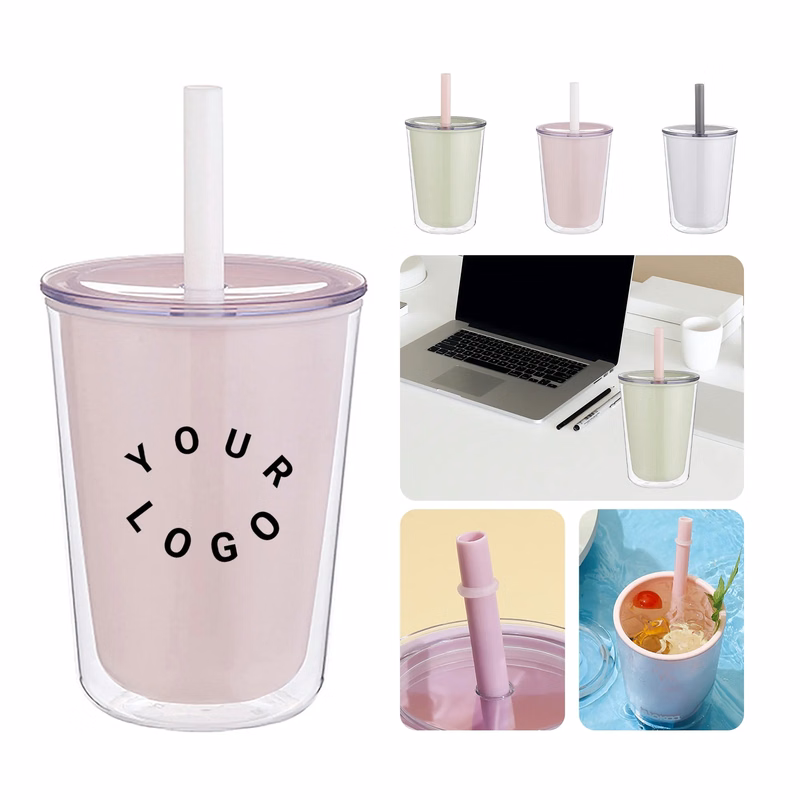 Reusable Plastic Straw Cup for Hot and Cold Drinks
