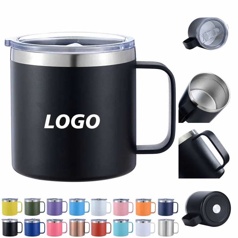 14 oz Stainless Steel Coffee Travel Mug with Lid and Handle