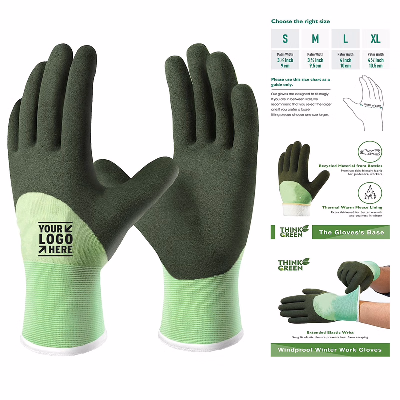 Recycled Polyester Garden Gloves with Rubber Coated