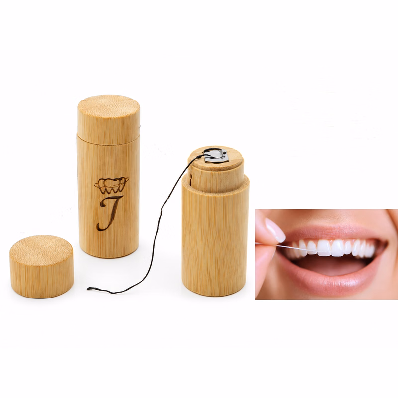 Bamboo Dental Floss Container Set