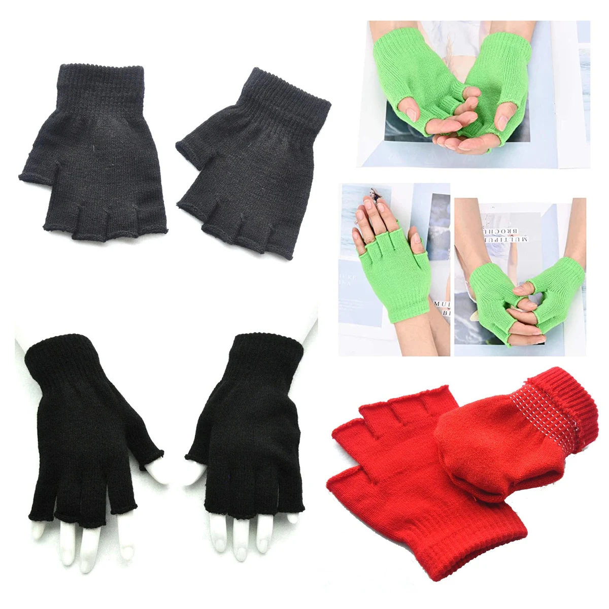 Winter Warm Knitted Half Palm Half Finger Gloves 1