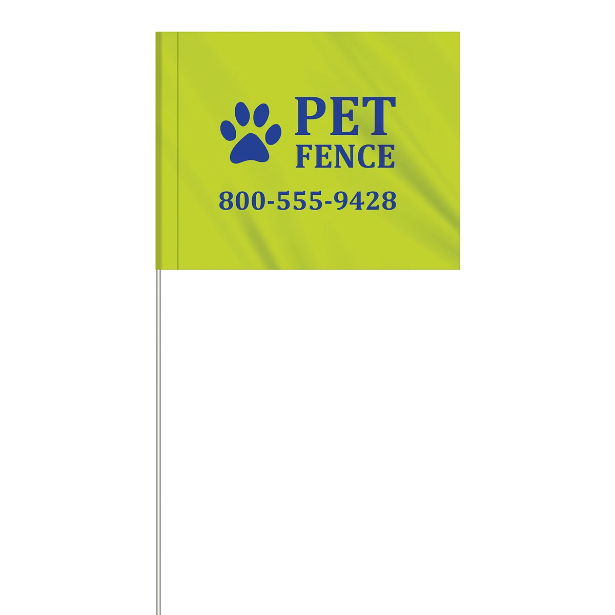 1-Color 4" x 5" Custom Vinyl Marking Flag w/ 18" Fiberglass Staff 1