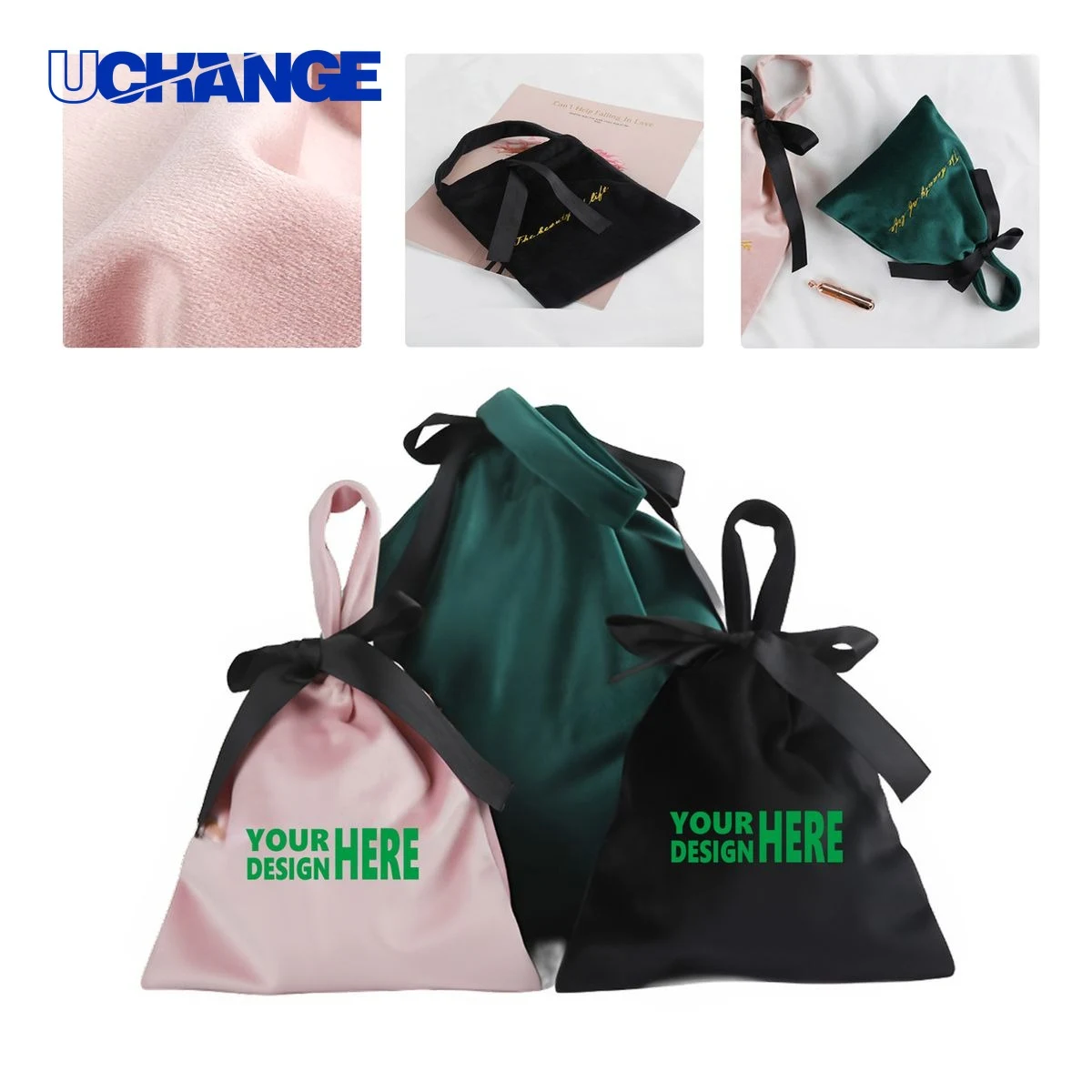 Embroidered Velvet Drawstring Tote Bag 1