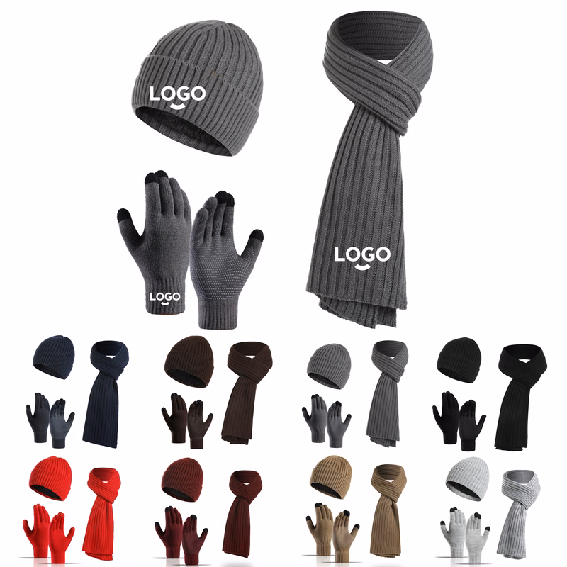 Cold Weather 3-Piece Set (Gloves, Hat, Scarf) MOQ 20