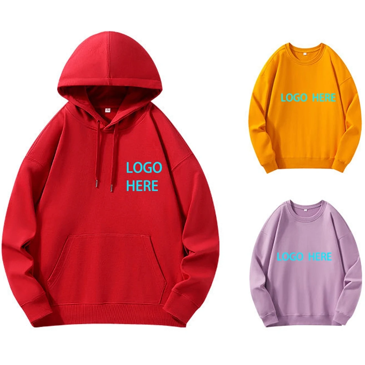 Cotton-Blend Fleece Hooded Crewneck Sweatshirt, custom hoodie or sweatshirt with logo imprint 1