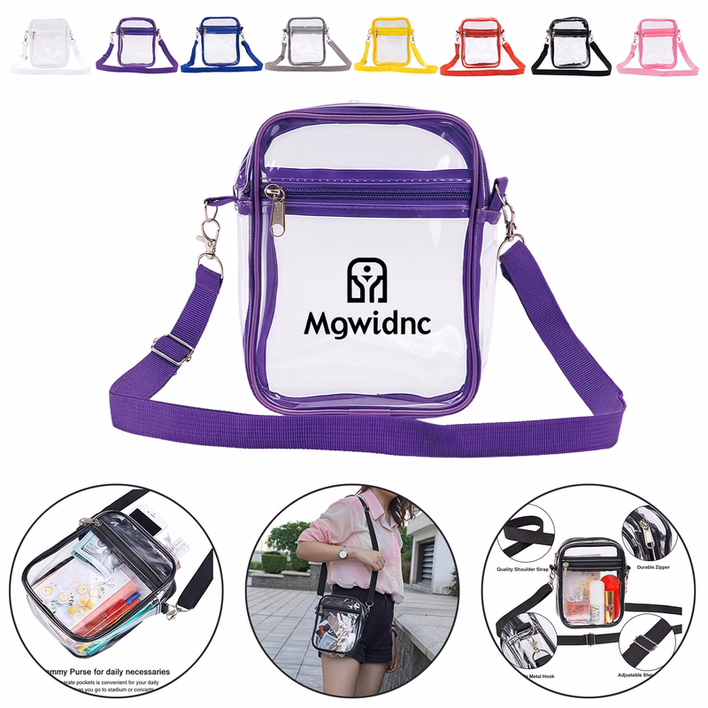 PVC Clear Shoulder Crossbody Bag Waterproof Multi-functional Document Pouch Travel Outdoor Storage