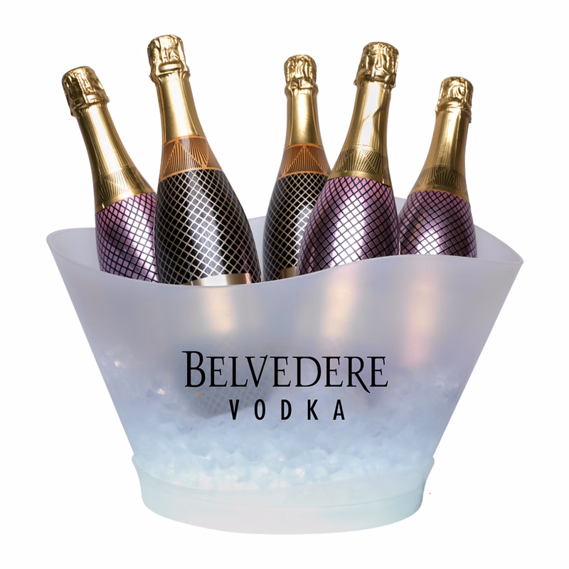 LED Light Ice Bucket, Large White Plastic
