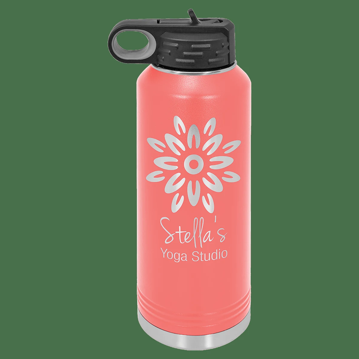 40 oz. Coral Powder Coated Laser Engraved Polar Camel Water Bottles, custom water bottle with logo imprint 1