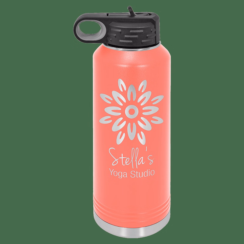 40 oz. Coral Powder Coated Laser Engraved Polar Camel Water Bottles