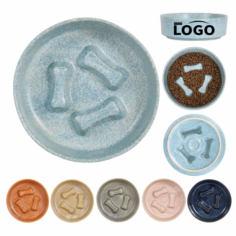 Ceramic Round Pets Dog Slow Feeder Bowl